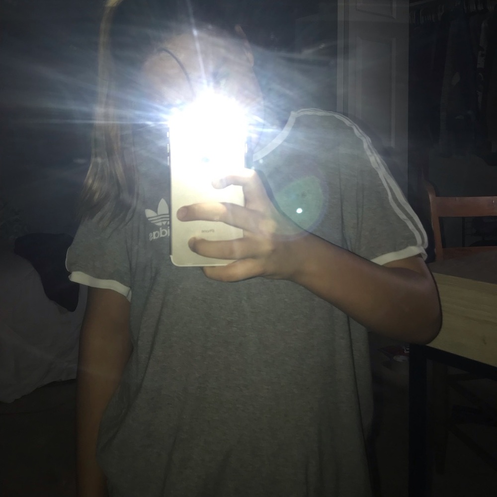 White and gray adidas shirt!